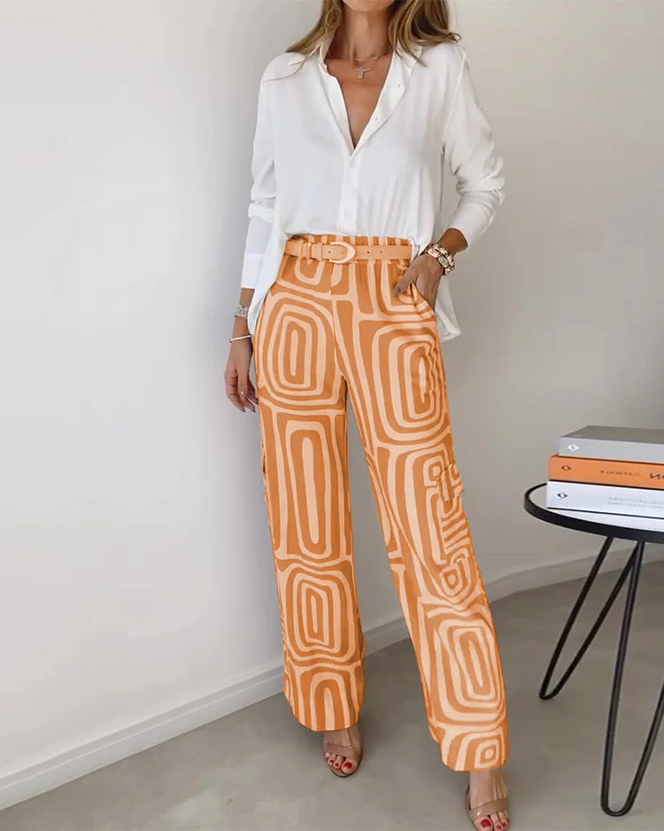 Veronique Stylish Trouser Set – Includes Blouse and Belt