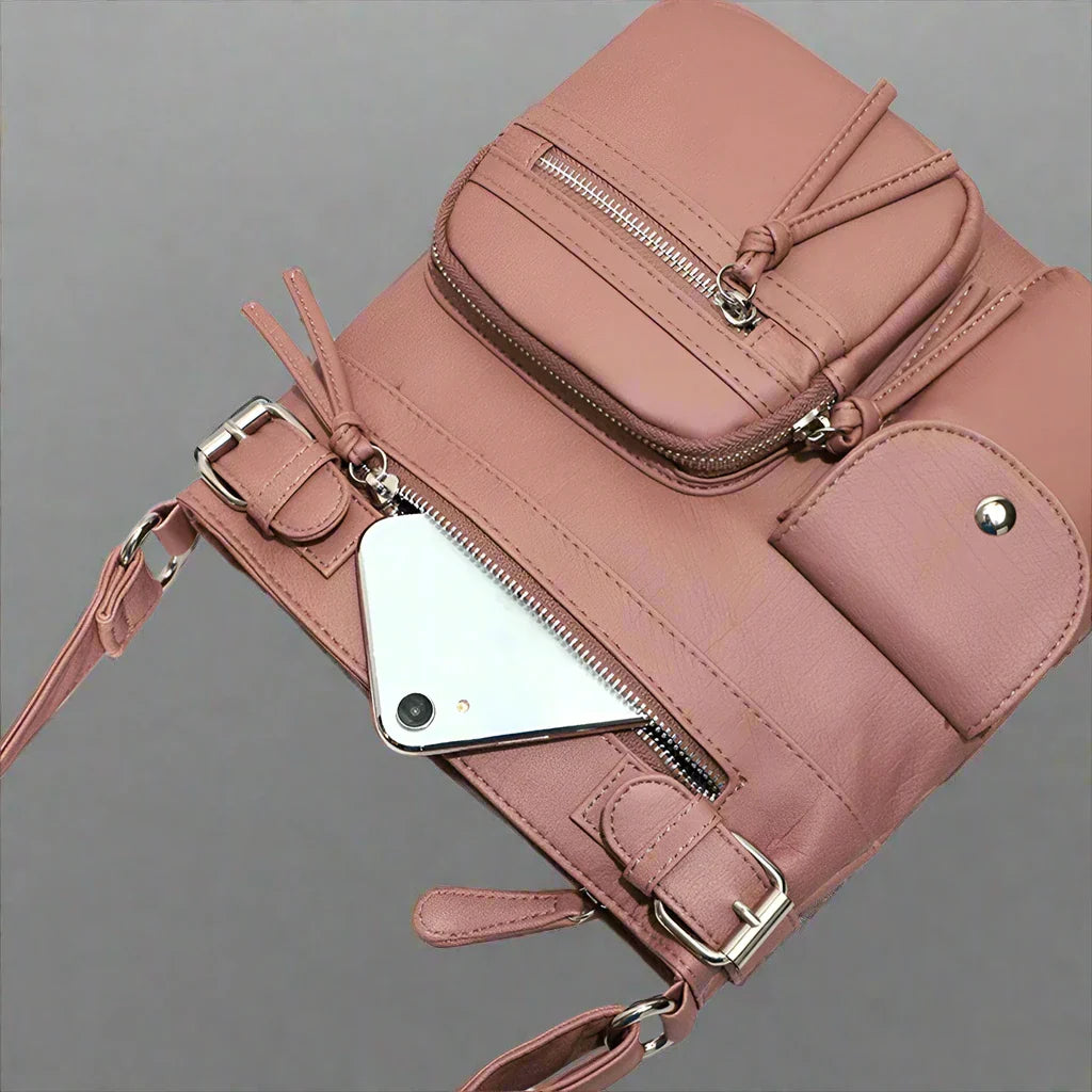 Zara - Soft Leather Shoulder Bag with Multiple Pockets