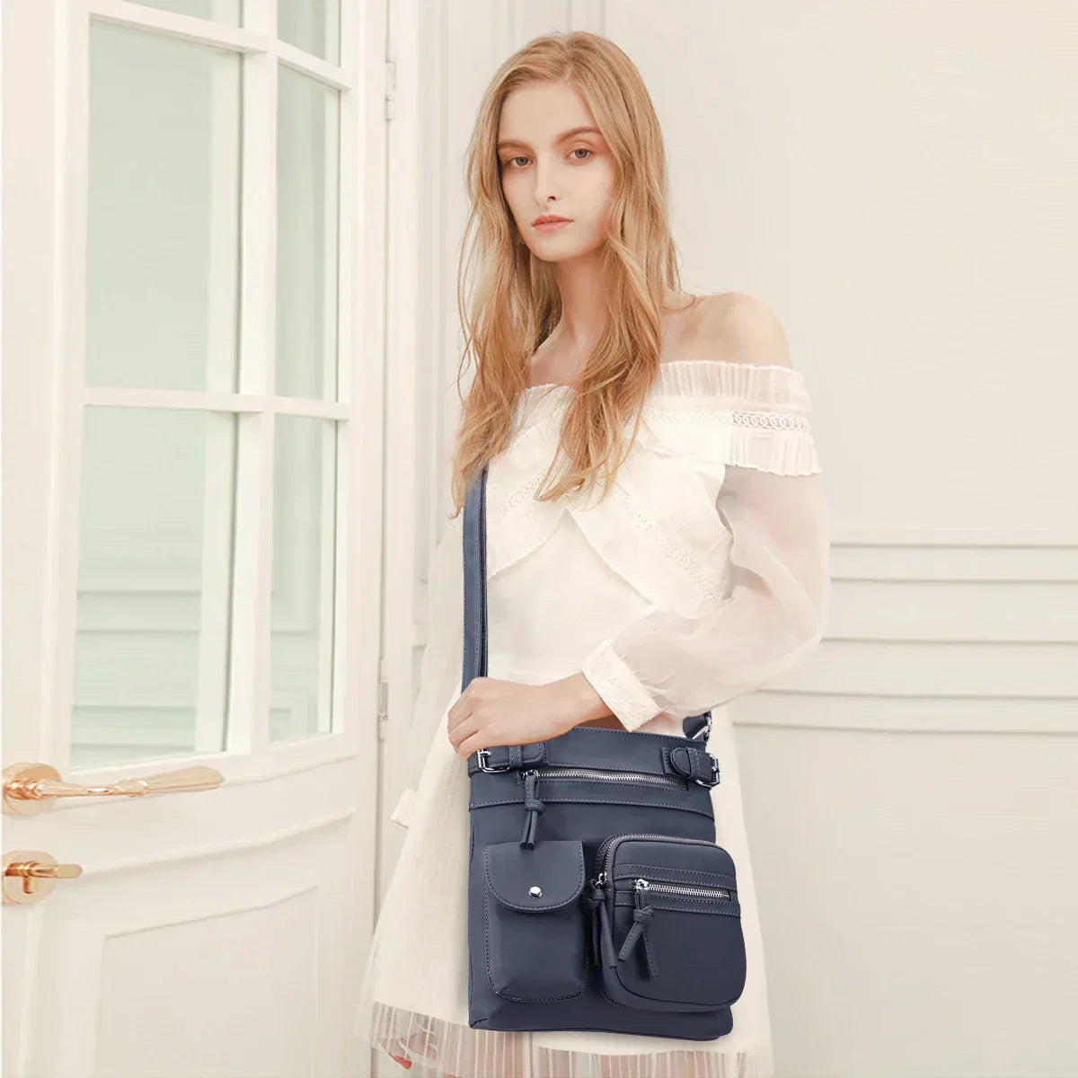 Zara - Soft Leather Shoulder Bag with Multiple Pockets