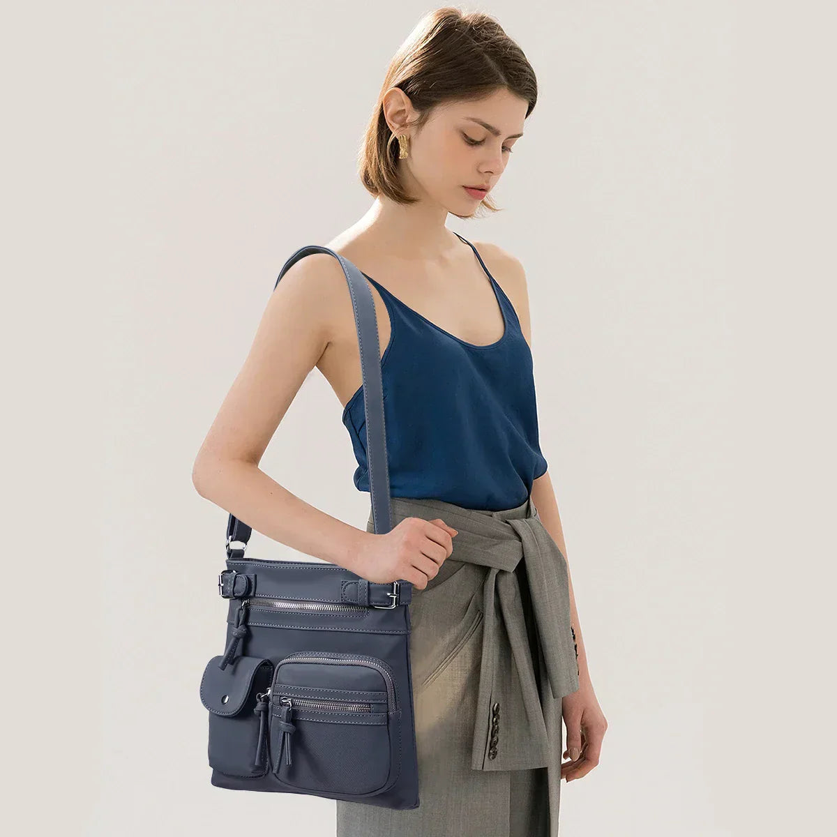 Zara - Soft Leather Shoulder Bag with Multiple Pockets