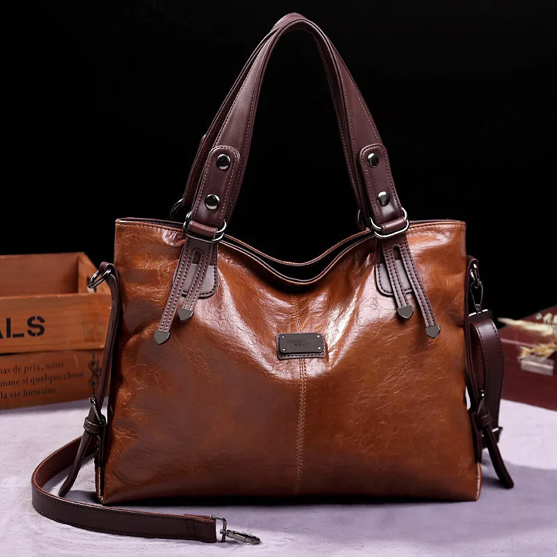 Augusta - Soft Leather Bag with Two Handles and Elegant Details