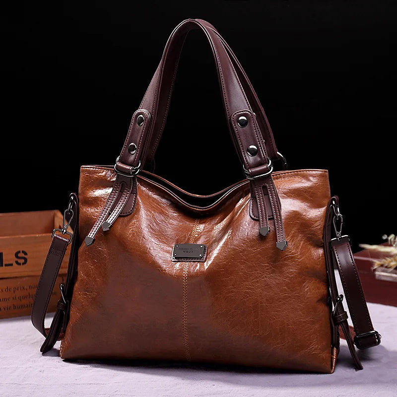 Augusta - Soft Leather Bag with Two Handles and Elegant Details