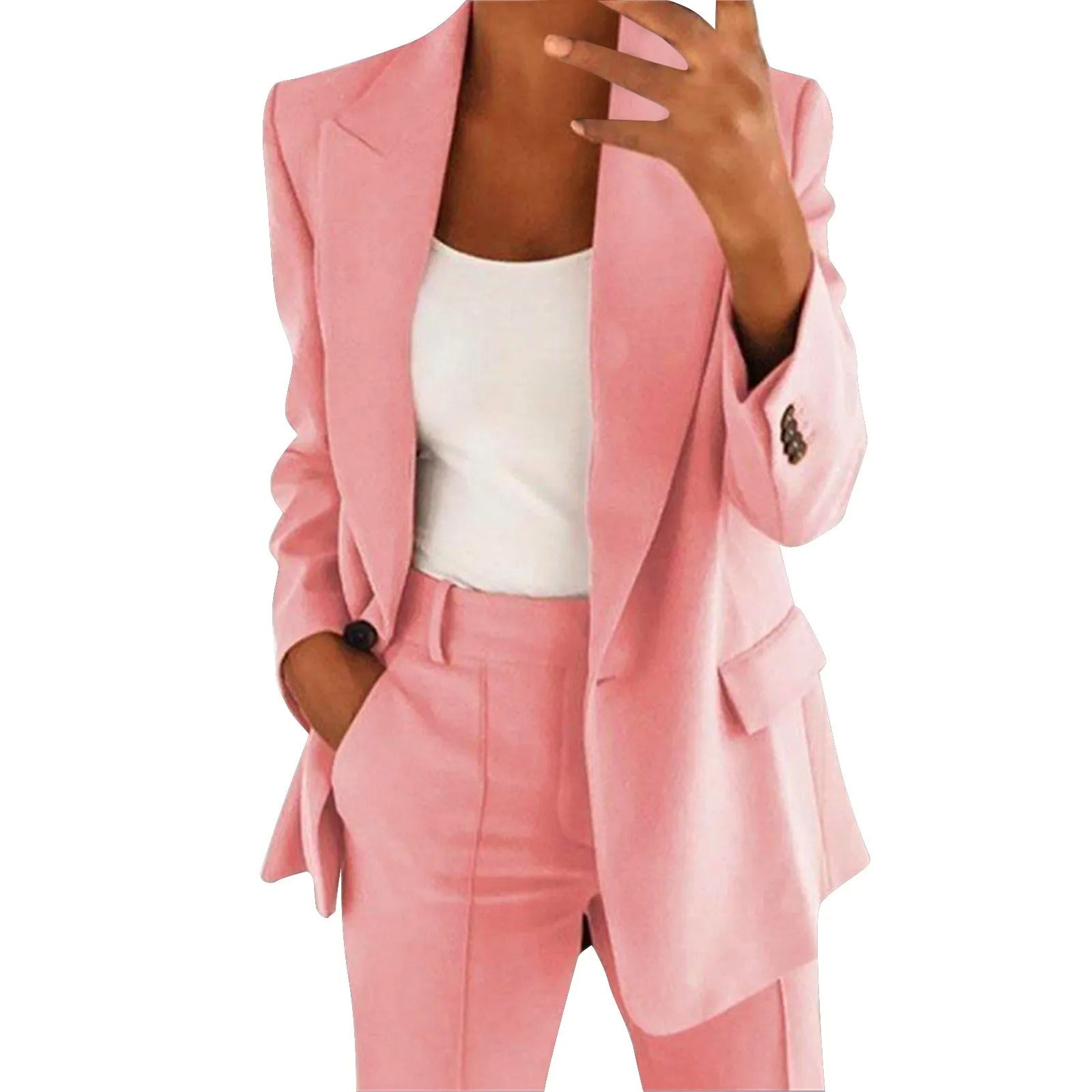 Charlotte Solid Colour Women's Suit Set: Blazer & Trousers