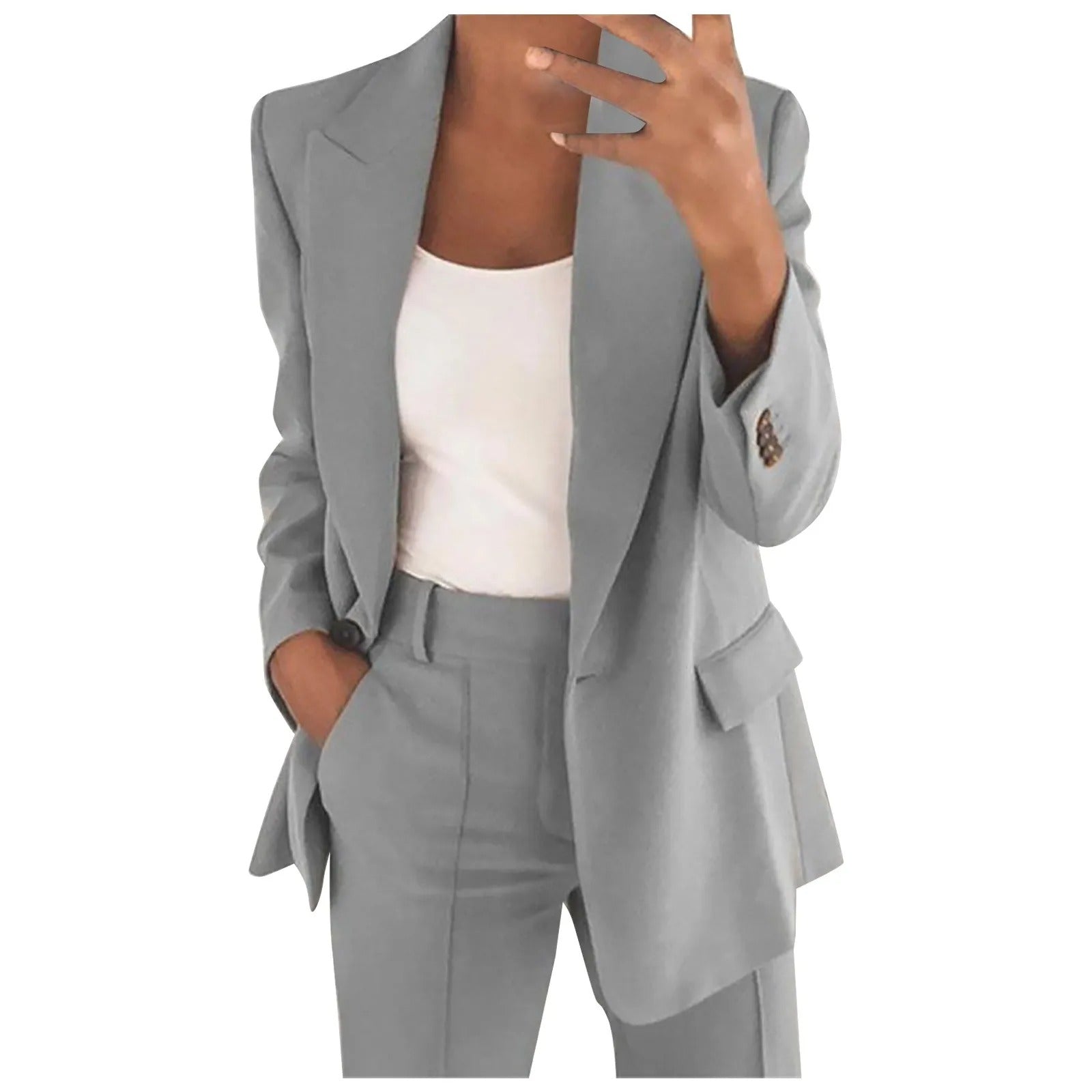 Charlotte Solid Colour Women's Suit Set: Blazer & Trousers