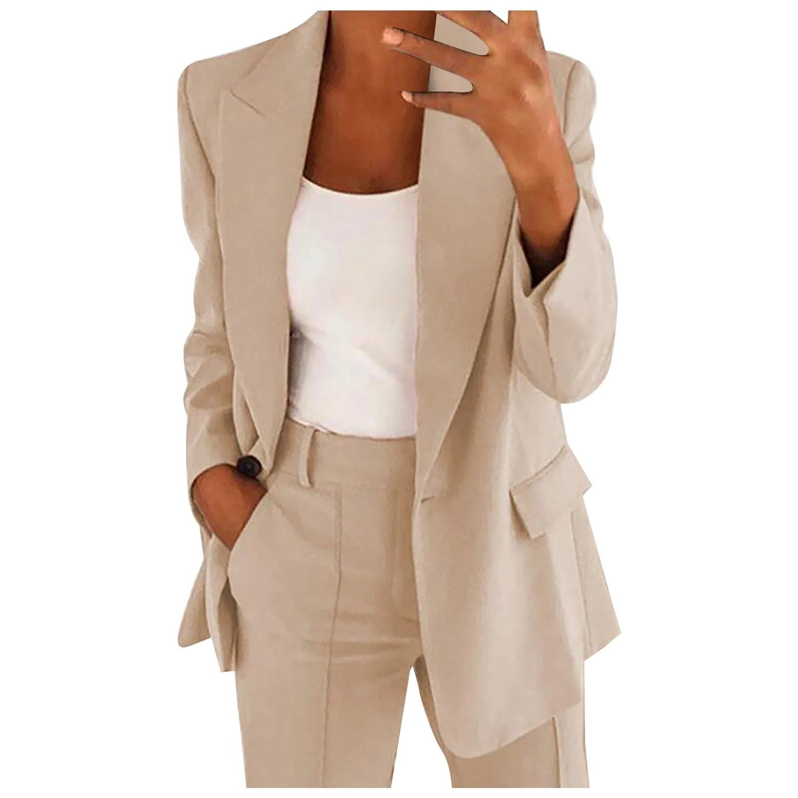 Charlotte Solid Colour Women's Suit Set: Blazer & Trousers