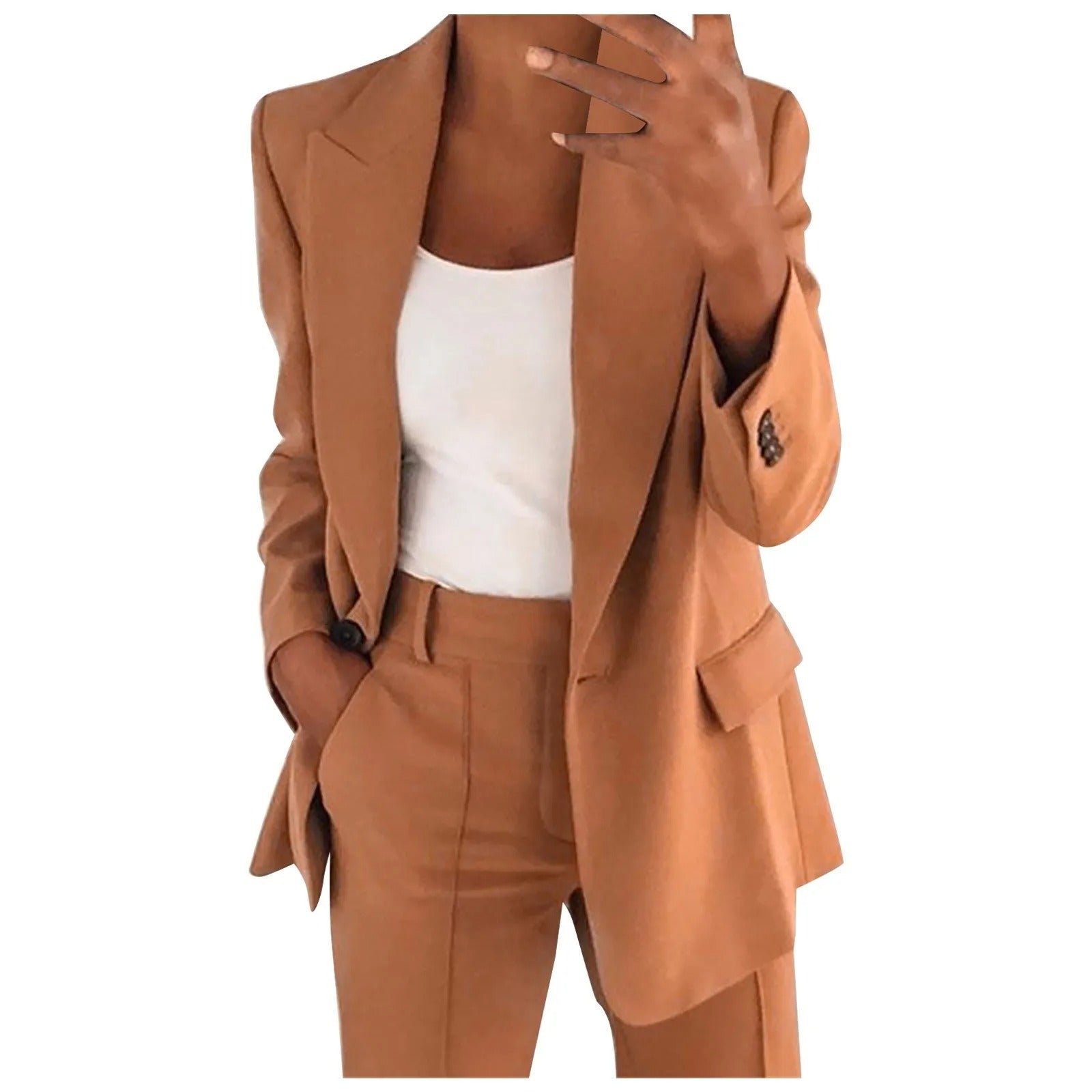 Charlotte Solid Colour Women's Suit Set: Blazer & Trousers