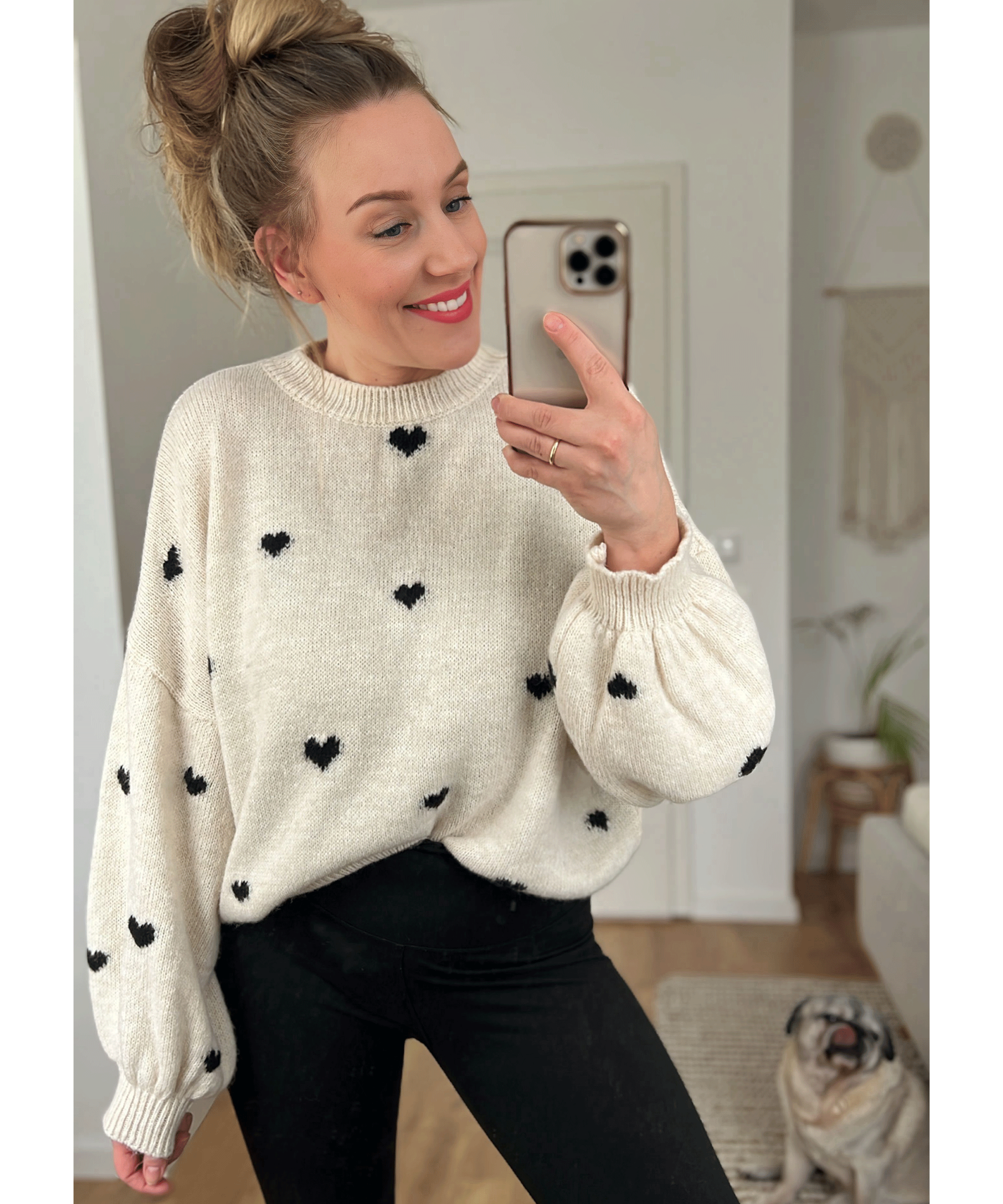 Lila - Oversized Jumper in Cream and Black