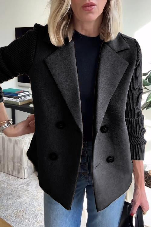 Sorelle - Elegant Knit-Sleeve Blazer