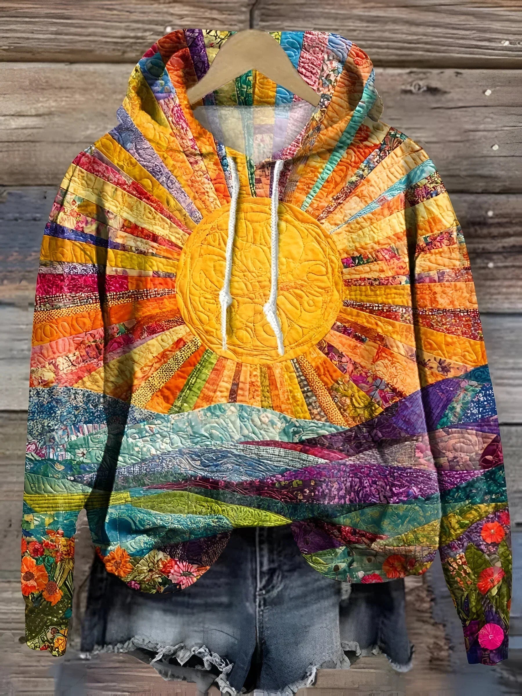 Patchwork Fabric Hoodie